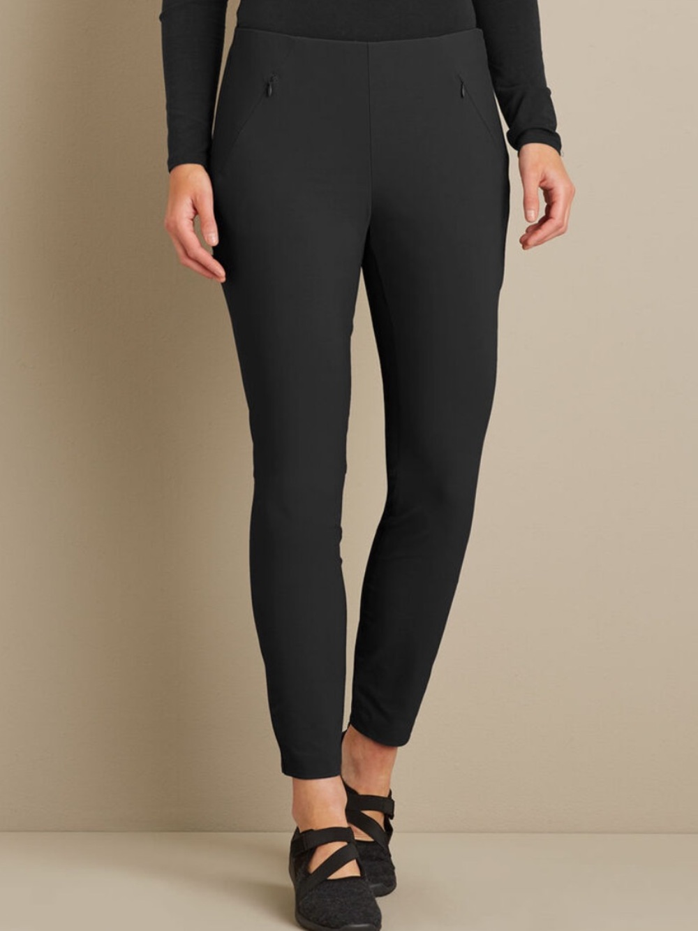 Duluth Trading Flexcellent Skinny Leg Pant Black Size 10 Short Pull On